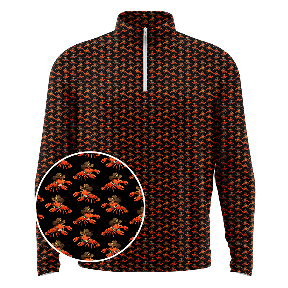 Crawfish Cowboy (Black) Men's Q-Zip