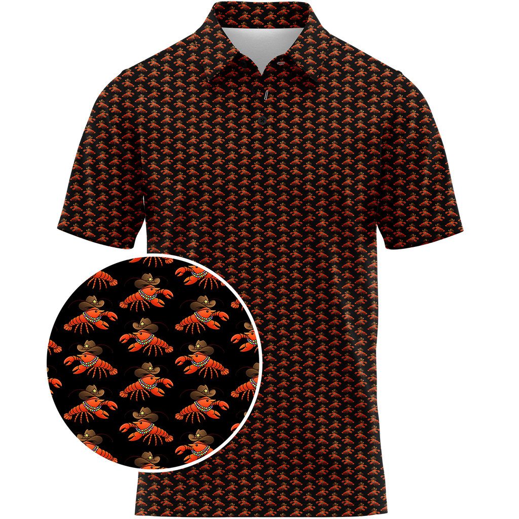 Cowboy Crawfish (Black) Men's Polo