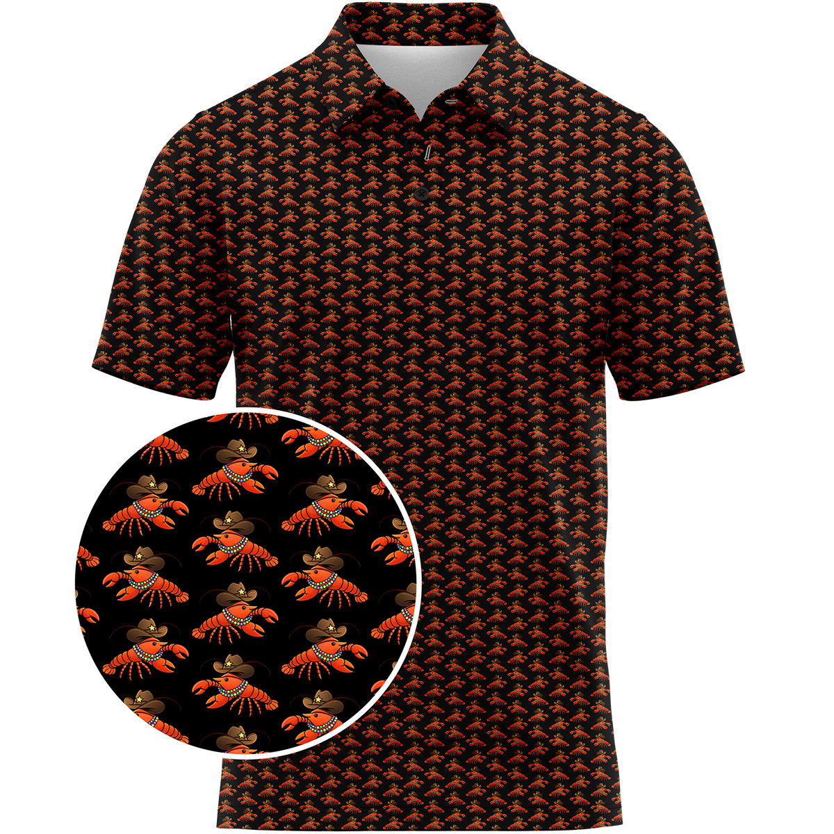 Cowboy Crawfish (Black) Men's Polo
